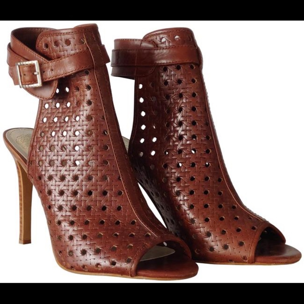 Vince Camuto Karsten woven heel dark cognac